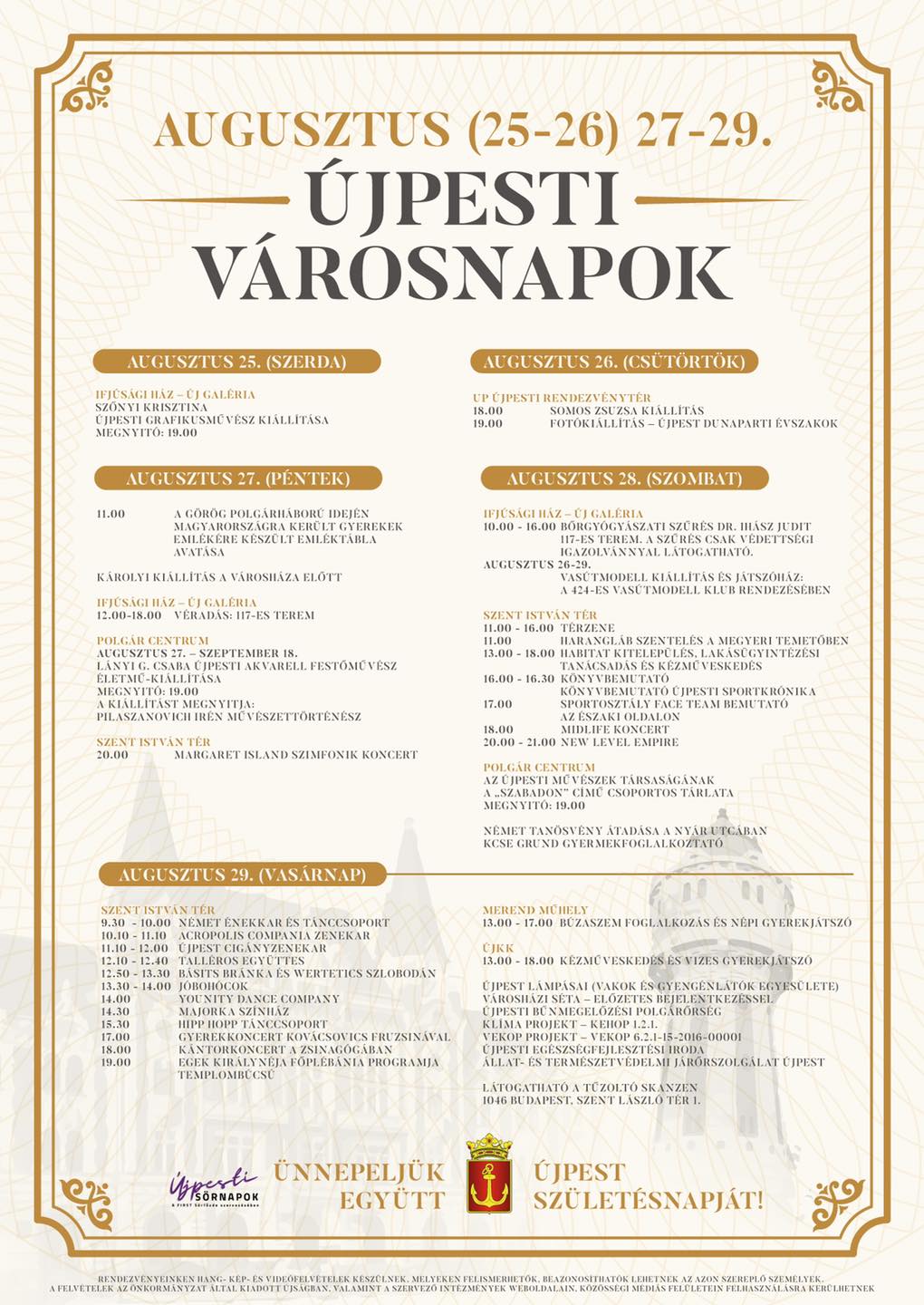 Augusztus 27-29-ig lesznek az Újpesti Városnapok