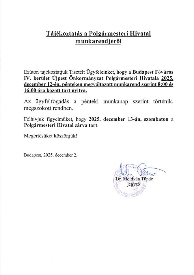 Hivatal munkarend 2025. december 12.